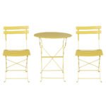 Gardeon 3PC Outdoor Bistro Set Steel Table and Chairs Patio Furniture Yellow - Image 3