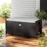 Gardeon Outdoor Storage Bench Box Wicker Garden Sheds Tools Cushion Patio Furniture Black - Image 8