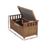 Gardeon Outdoor Storage Bench Box Wooden Garden Toy Tool Sheds Patio Furniture Brown - Image 2