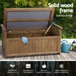 Gardeon Outdoor Storage Bench Box Wooden Garden Toy Tool Sheds Patio Furniture Brown - Image 4