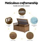 Gardeon Outdoor Storage Bench Box Wooden Garden Toy Tool Sheds Patio Furniture Brown - Image 6