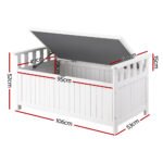 Gardeon Outdoor Storage Bench Box Wooden Garden Toy Tool Patio Furniture White - Image 2