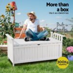 Gardeon Outdoor Storage Bench Box Wooden Garden Toy Tool Patio Furniture White - Image 5