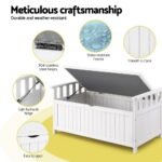 Gardeon Outdoor Storage Bench Box Wooden Garden Toy Tool Patio Furniture White - Image 6