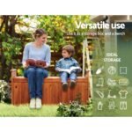 Gardeon Outdoor Storage Bench Box 129cm Wooden Garden Toy Chest Sheds Patio Furniture XL Natural - Image 5