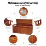 Gardeon Outdoor Storage Bench Box 129cm Wooden Garden Toy Chest Sheds Patio Furniture XL Natural - Image 6