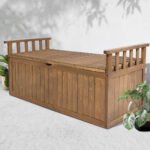 Gardeon Outdoor Storage Bench Box 129cm Wooden Garden Toy Chest Sheds Patio Furniture XL Natural - Image 7
