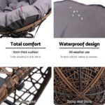 Gardeon Outdoor Chairs Outdoor Furniture Papasan Chair Wicker Patio Garden Brown - Image 7