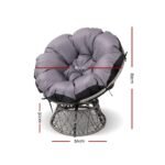 Gardeon Outdoor Chairs Outdoor Furniture Papasan Chair Wicker Patio Garden Grey - Image 2
