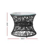 Gardeon Outdoor Lounge Setting Papasan Chair Wicker Table Garden Furniture Black - Image 3