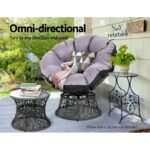 Gardeon Outdoor Lounge Setting Papasan Chair Wicker Table Garden Furniture Black - Image 5
