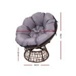Gardeon Outdoor Lounge Setting Papasan Chair Wicker Table Garden Furniture Brown - Image 2