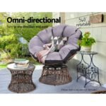 Gardeon Outdoor Lounge Setting Papasan Chair Wicker Table Garden Furniture Brown - Image 5