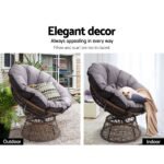 Gardeon Outdoor Lounge Setting Papasan Chair Wicker Table Garden Furniture Brown - Image 6