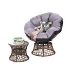 Gardeon Outdoor Lounge Setting Papasan Chair Wicker Table Garden Furniture Brown - Image 8