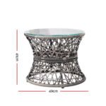 Gardeon Outdoor Lounge Setting Papasan Chair Wicker Table Garden Furniture Grey - Image 3