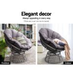 Gardeon Outdoor Lounge Setting Papasan Chair Wicker Table Garden Furniture Grey - Image 6