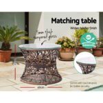 Gardeon Outdoor Lounge Setting Furniture Wicker Papasan Chairs Table Patio Brown - Image 7