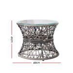 Gardeon Outdoor Lounge Setting Furniture Wicker Papasan Chairs Table Patio Grey - Image 3