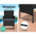 Gardeon 4 Seater Outdoor Sofa Set Wicker Setting Table Chair Furniture Black - Image 5