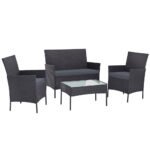 Gardeon 4 Seater Outdoor Sofa Set Wicker Setting Table Chair Furniture Dark Grey - Image 8