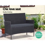 Gardeon 4 Seater Outdoor Sofa Set Wicker Setting Table Chair Furniture Dark Grey - Image 3