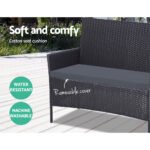 Gardeon 4 Seater Outdoor Sofa Set Wicker Setting Table Chair Furniture Dark Grey - Image 7