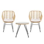 Gardeon 3PC Outdoor Furniture Bistro Set Lounge Setting Table Chairs Cushion Patio Grey - Image 3