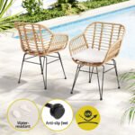 Gardeon 3PC Outdoor Furniture Bistro Set Lounge Setting Table Chairs Cushion Patio Grey - Image 5