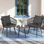 Gardeon 3PC Outdoor Bistro Set Patio Furniture Lounge Setting Table and Chairs Grey - Image 7