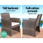 Gardeon 4 PCS Outdoor Sofa Set Rattan Chair Table Setting Garden Furniture Grey - Image 4