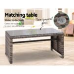 Gardeon 4 PCS Outdoor Sofa Set Rattan Chair Table Setting Garden Furniture Grey - Image 5