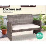 Gardeon 4 PCS Outdoor Sofa Set with Storage Cover Rattan Chair Furniture Grey - Image 4