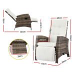 Gardeon Outdoor Recliner Chairs Sun lounge Wicker Lounger Patio Furniture Adjustable Brown - Image 2