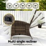 Gardeon Outdoor Recliner Chairs Sun lounge Wicker Lounger Patio Furniture Adjustable Brown - Image 5