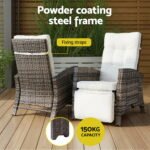 Gardeon Outdoor Recliner Chairs Sun lounge Wicker Lounger Patio Furniture Adjustable Brown - Image 6