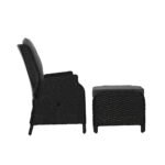 Gardeon Recliner Chair Sun lounge Wicker Lounger Outdoor Furniture Patio Adjustable Black - Image 4