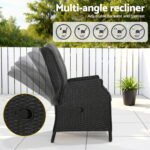 Gardeon Recliner Chair Sun lounge Wicker Lounger Outdoor Furniture Patio Adjustable Black - Image 6