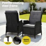 Gardeon Recliner Chair Sun lounge Wicker Lounger Outdoor Furniture Patio Adjustable Black - Image 7