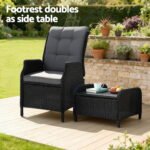 Gardeon Recliner Chair Sun lounge Wicker Lounger Outdoor Furniture Patio Adjustable Black - Image 8