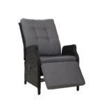 Gardeon Recliner Chairs Sun lounge Wicker Lounger Outdoor Furniture Patio Adjustable Black - Image 7