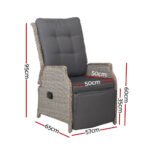Gardeon Recliner Chairs Sun lounge Wicker Lounger Outdoor Furniture Patio Adjustable Grey - Image 2
