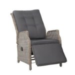 Gardeon Recliner Chairs Sun lounge Wicker Lounger Outdoor Furniture Patio Adjustable Grey - Image 7