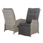 Gardeon 2PC Recliner Chairs Sun lounge Wicker Lounger Outdoor Furniture Adjustable Grey - Image 3