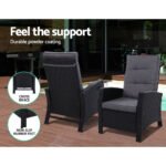 Gardeon Recliner Chair Sun lounge Wicker Lounger Outdoor Patio Furniture Adjustable Black - Image 4