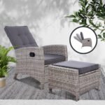 Gardeon Recliner Chair Sun lounge Wicker Lounger Outdoor Patio Furniture Adjustable Grey - Image 7