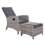 Gardeon Recliner Chair Sun lounge Wicker Lounger Outdoor Patio Furniture Adjustable Grey - Image 8