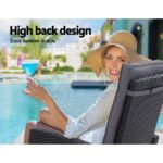 Gardeon 3PC Recliner Chairs Table Sun lounge Wicker Outdoor Furniture Adjustable Black - Image 11