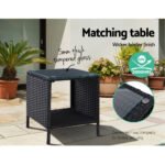 Gardeon 3PC Recliner Chairs Table Sun lounge Wicker Outdoor Furniture Adjustable Black - Image 13