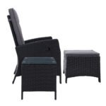 Gardeon 5PC Recliner Chairs Table Sun lounge Wicker Outdoor Furniture Adjustable Black - Image 4